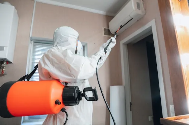 Fumigation technician treating a room in Lagos