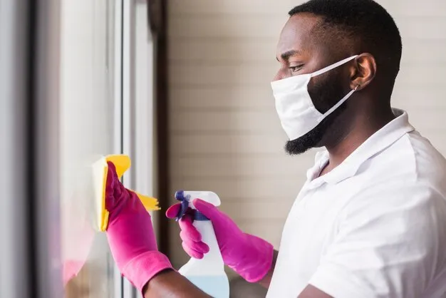 Cleaner deep cleaning a home in Lagos