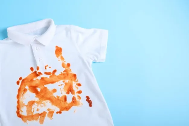 Stain treatment on a white shirt before washing
